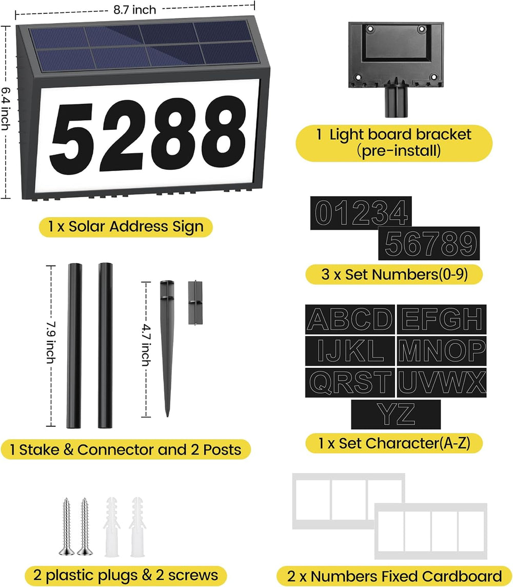 GEAGMAGC Solar House Numbers for Outside Light up, LED Illuminated Home Numbe...