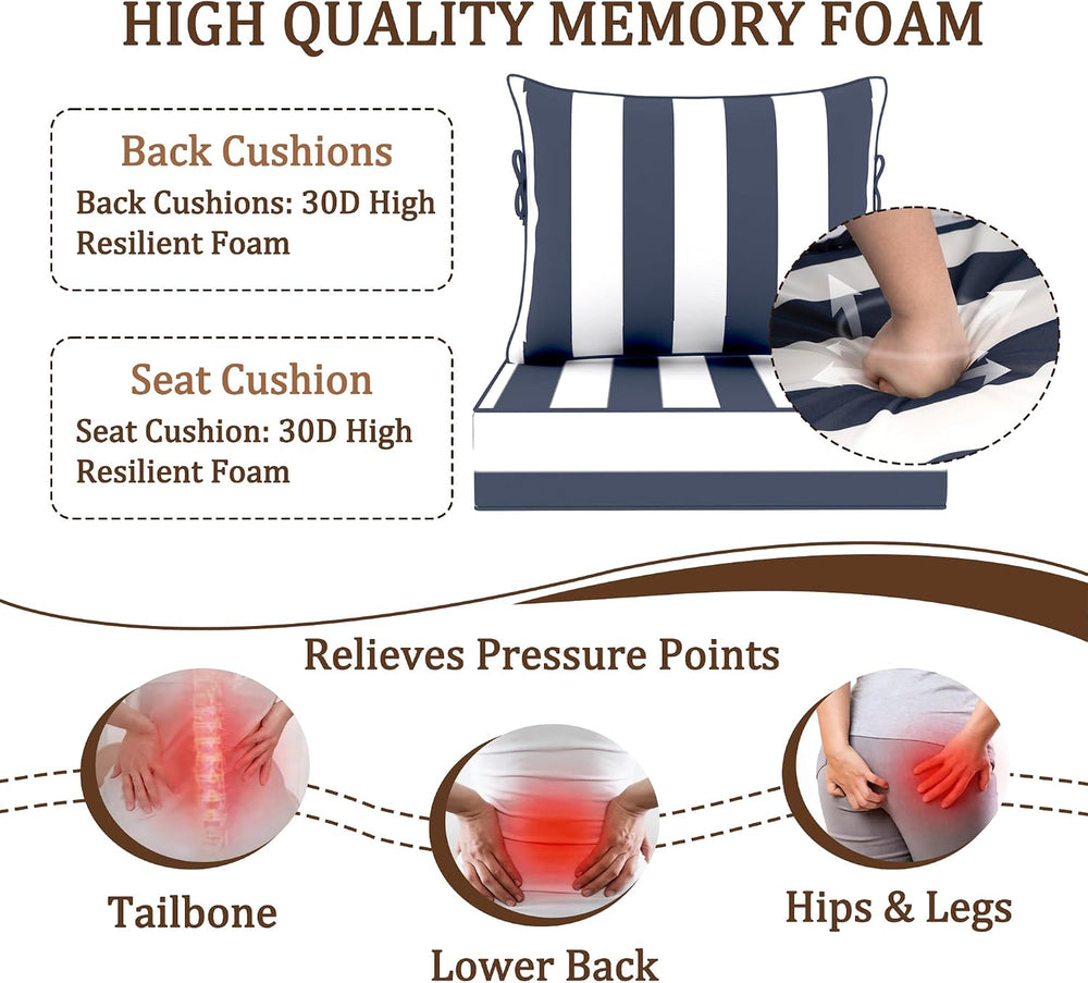 22X24-2set,Outdoor Chair Cushions, 30D High-Density Foam Patio Chair Cushions...
