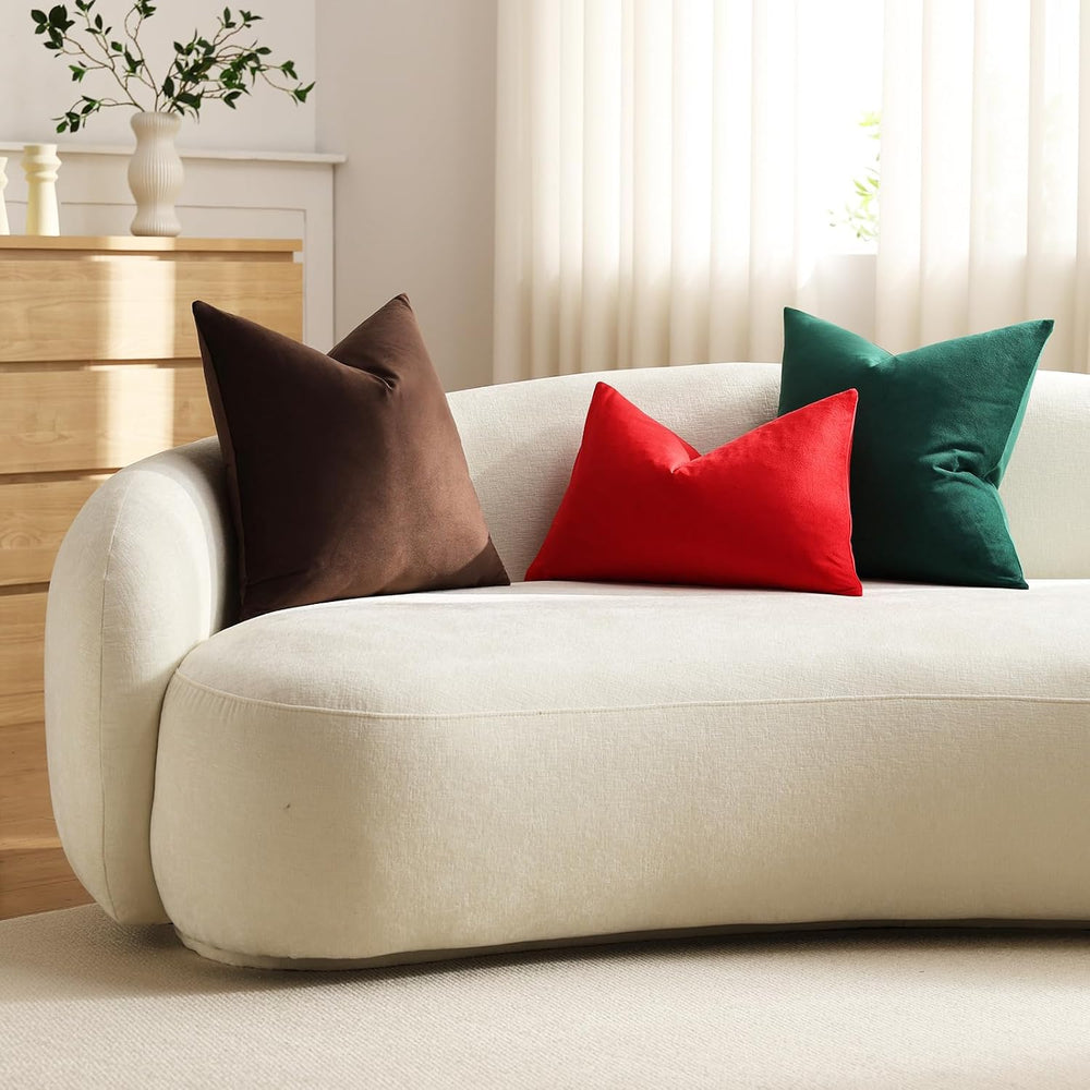 DEZENE Euro Sham Covers 26x26 Chocolate Brown: Pack of 2 Cozy Soft Velvet Squ...