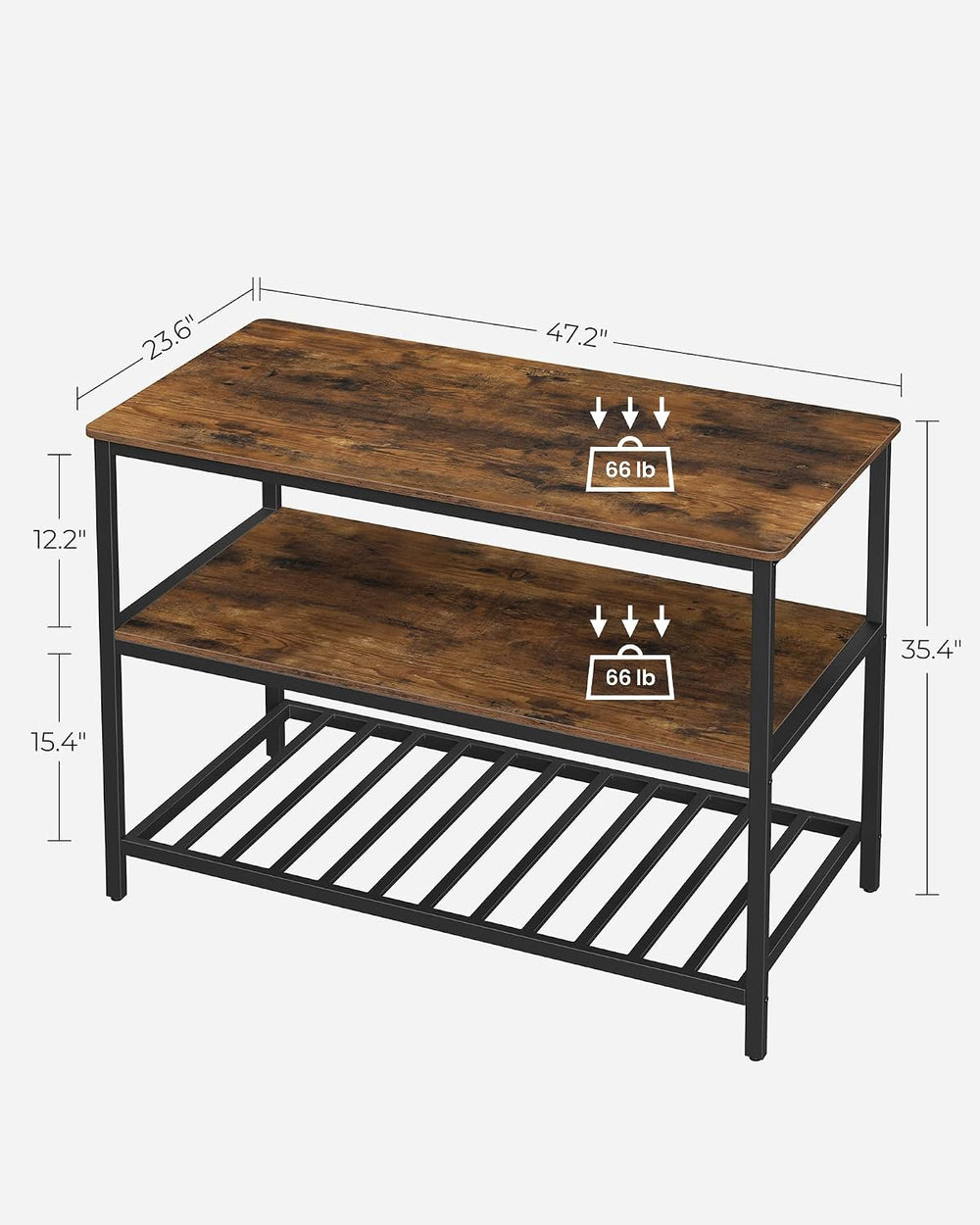 VASAGLE Kitchen Island with 3 Shelves, 47.2 Inches Width Kitchen Shelf with L...
