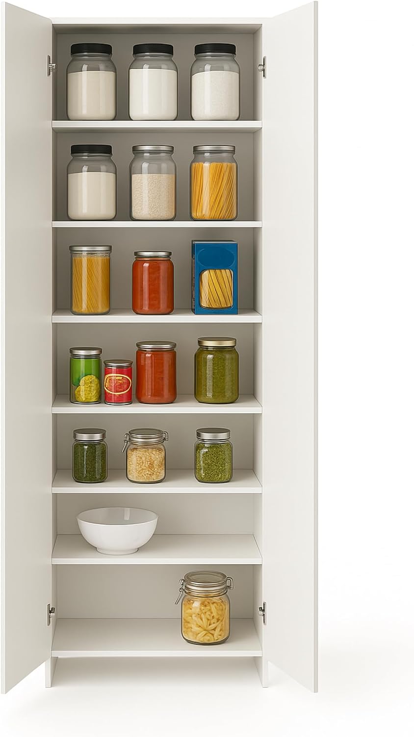 Decorotika 72" Modern Tall Pantry Cabinet with Doors, Freestanding Kitch...