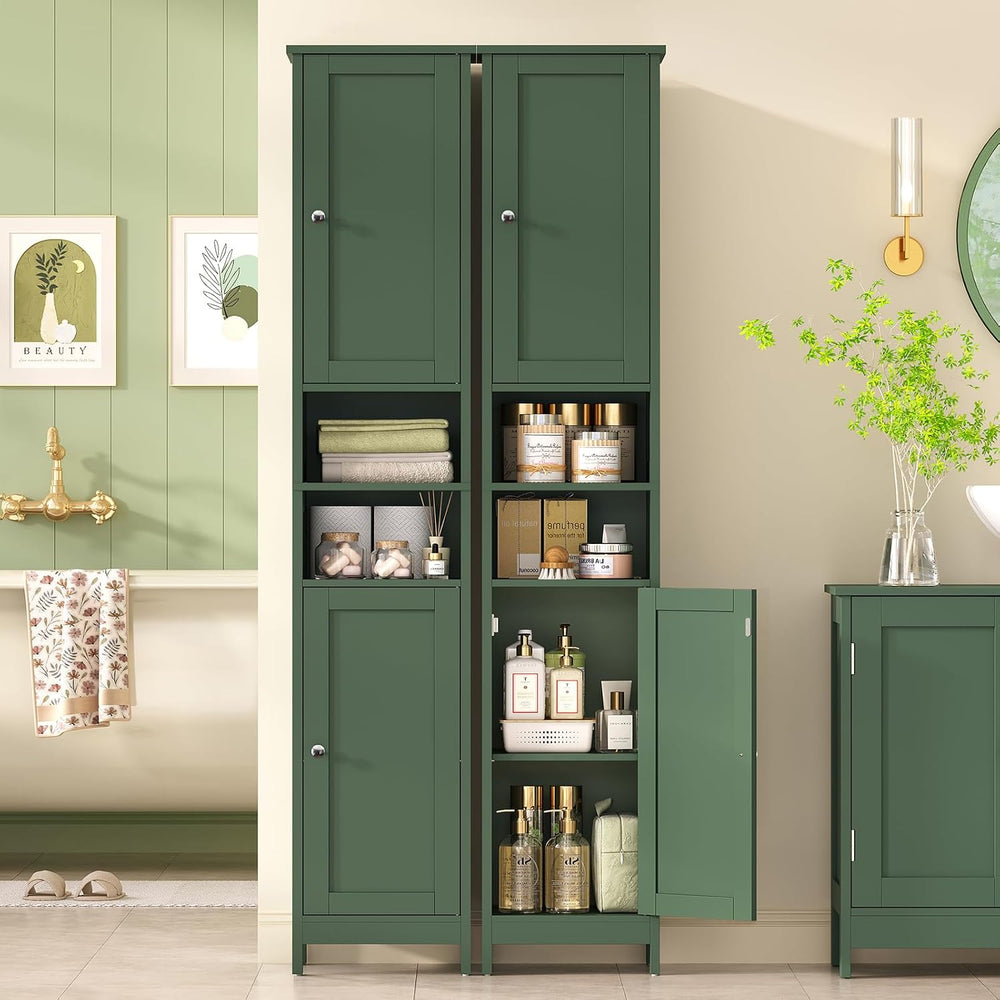 67" Tall Bathroom Cabinet with Adjustable Shelves and Doors, Narrow Bath...