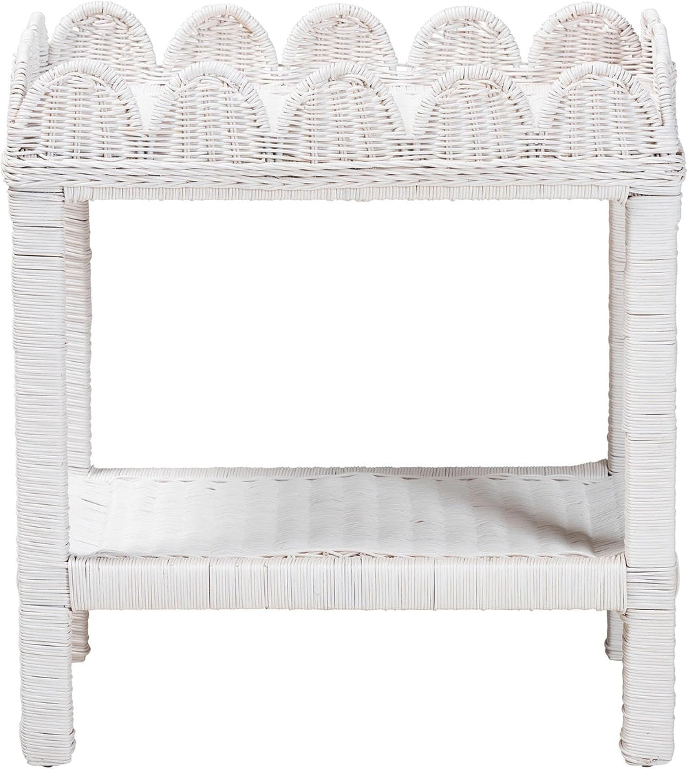 Bali & pari Sumana Natural Rattan Side Table - Handwoven Wicker 2-Tier Ac...