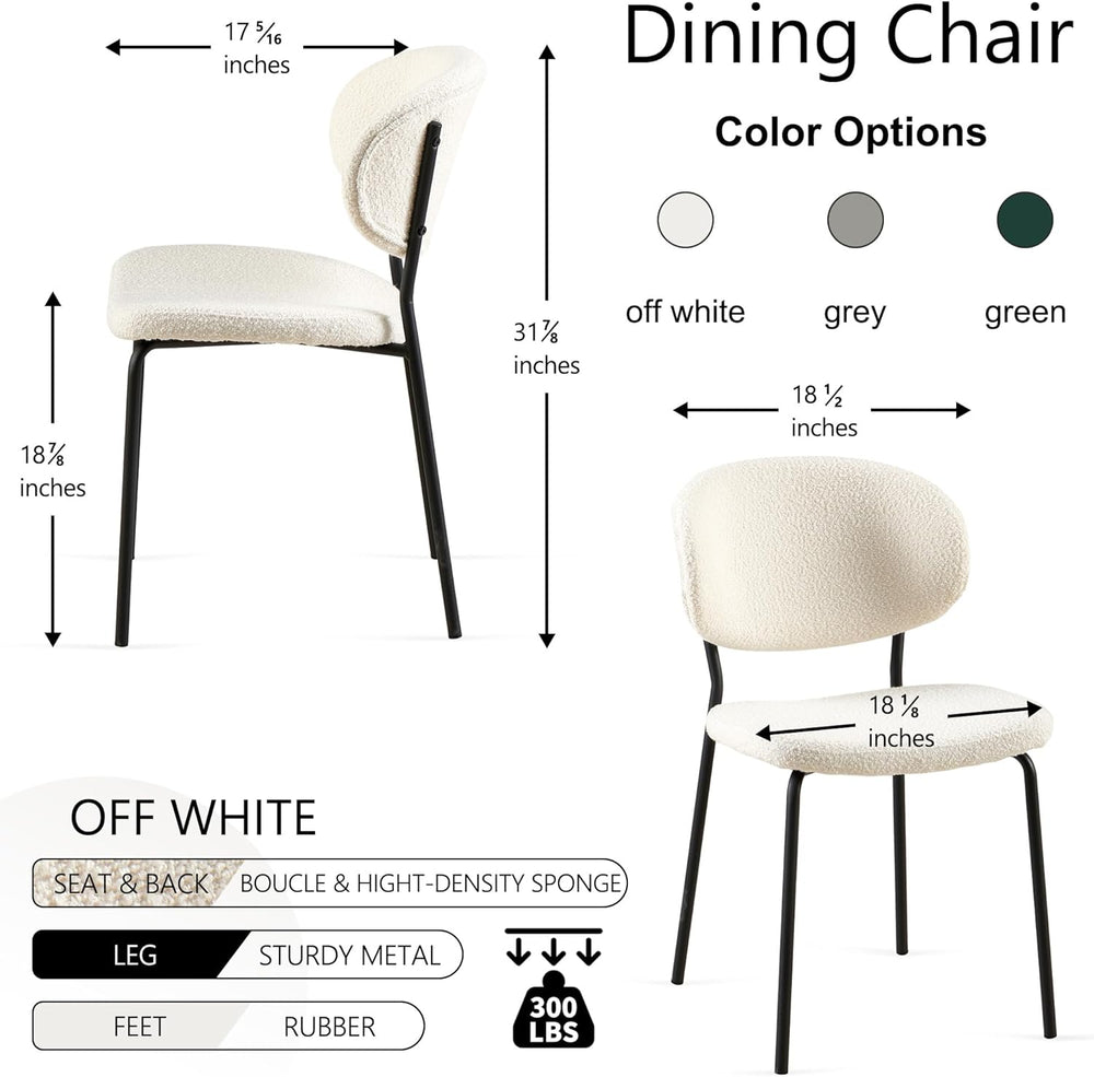 Homedot Boucle Dining Chairs Set of 4, Modern Fabric Upholstered Kitchen Side...