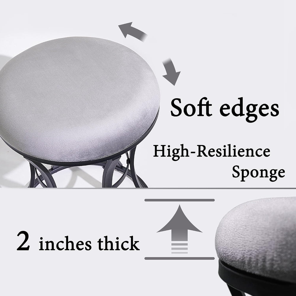 Vanity Chair, Small Velvet Vanity Stool & Ottoman Bench for Bathroom, Dorm