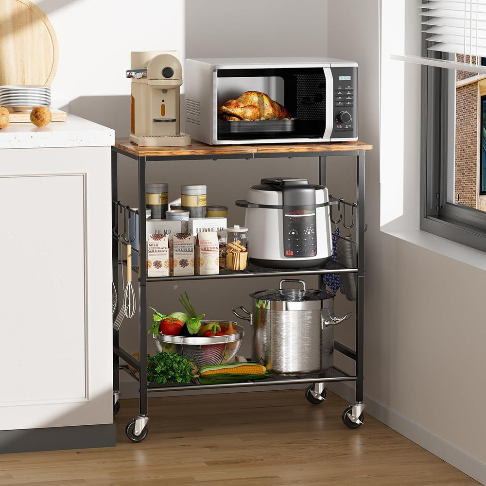 NTE Rolling Kitchen Microwave Cart, 3 Tier Microwave Stand with Storage, Smal...
