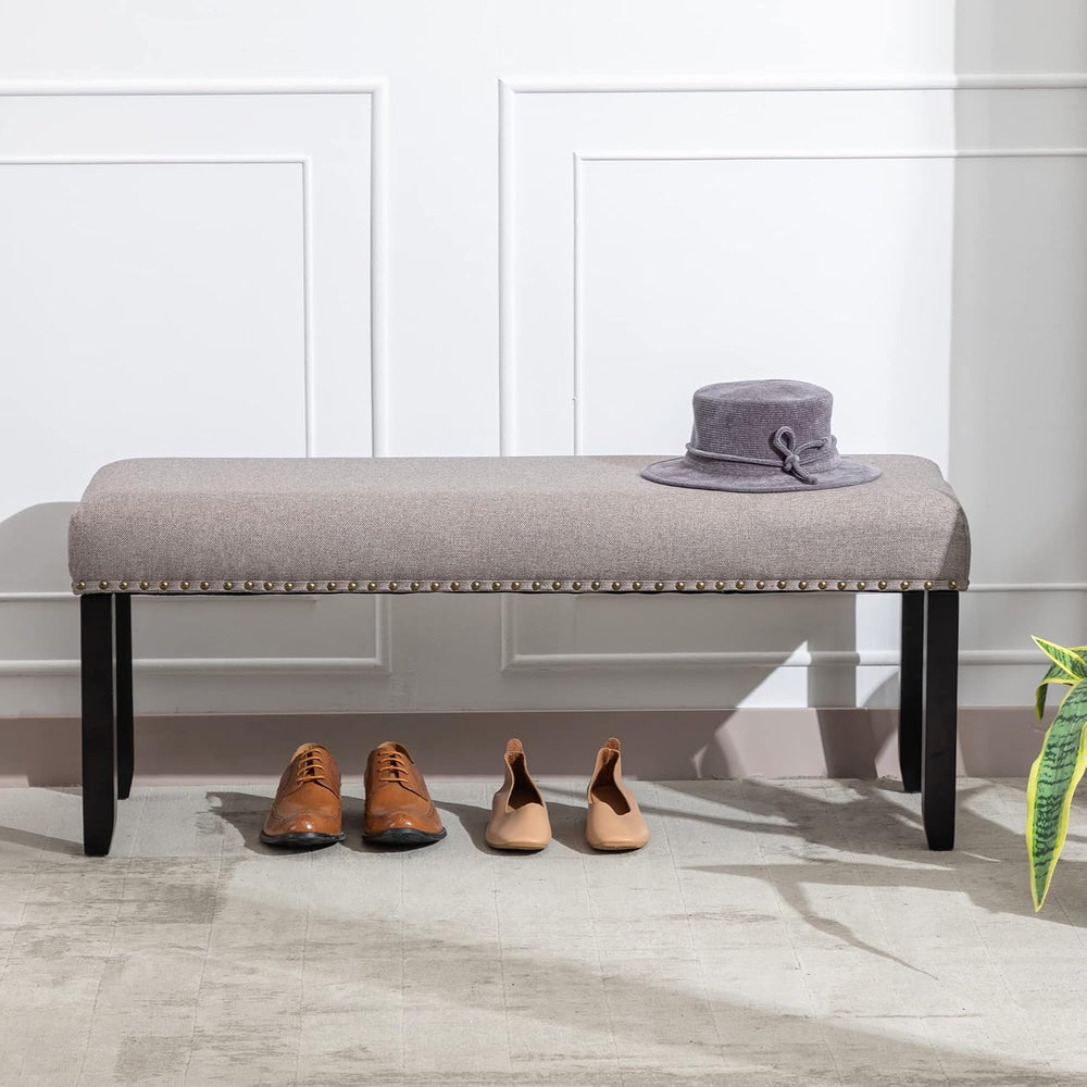 Duhome Elegant Lifestyle Nailhead Trim Bench, Khaki, Wood
