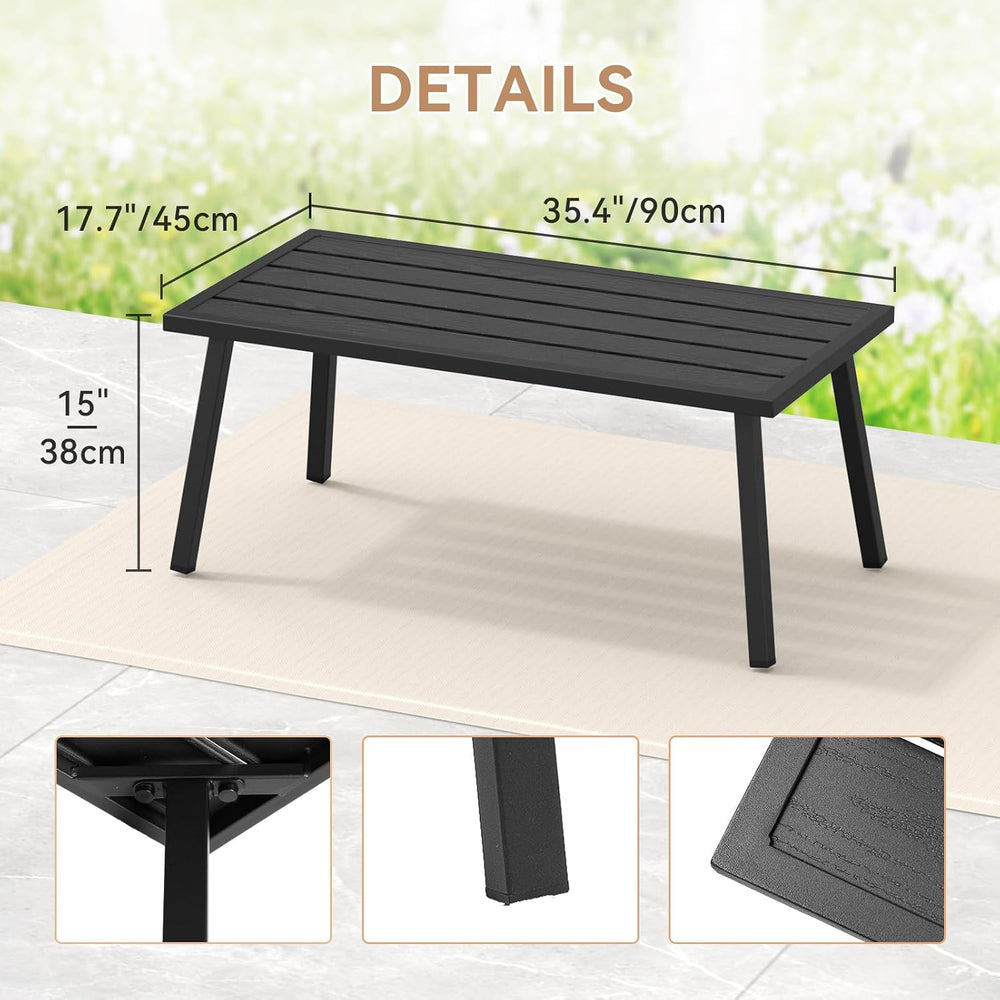 C-Hopetree Small Metal Outdoor Coffee Side Table for Outside Patio, Rectangle...