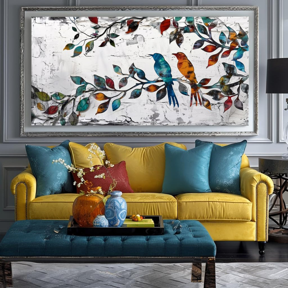 Wall Art Funny Paintings Colorful Birds on a Branch Art Mural Pop Art Home Of...