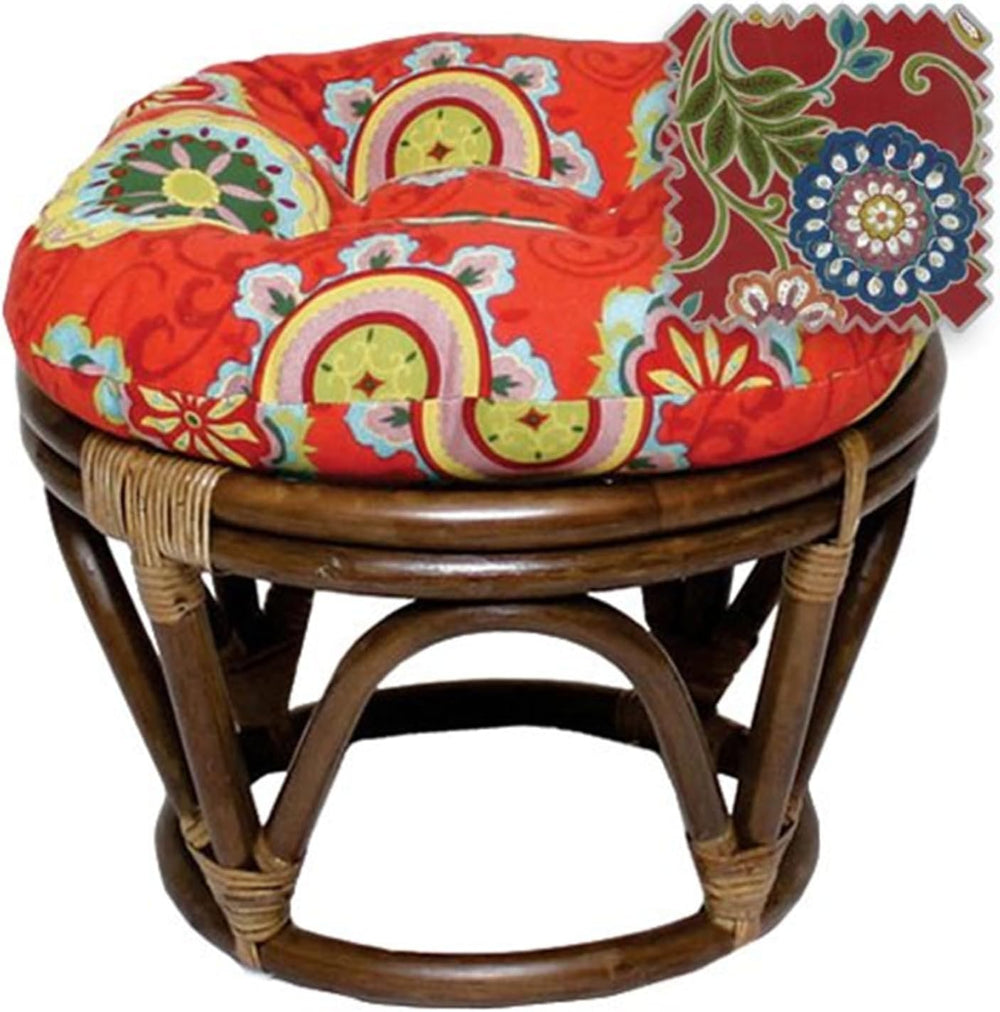 Maykoosh Rattan Ottoman Footrest with Cushion - Patio Furniture, Indoor Outdo...