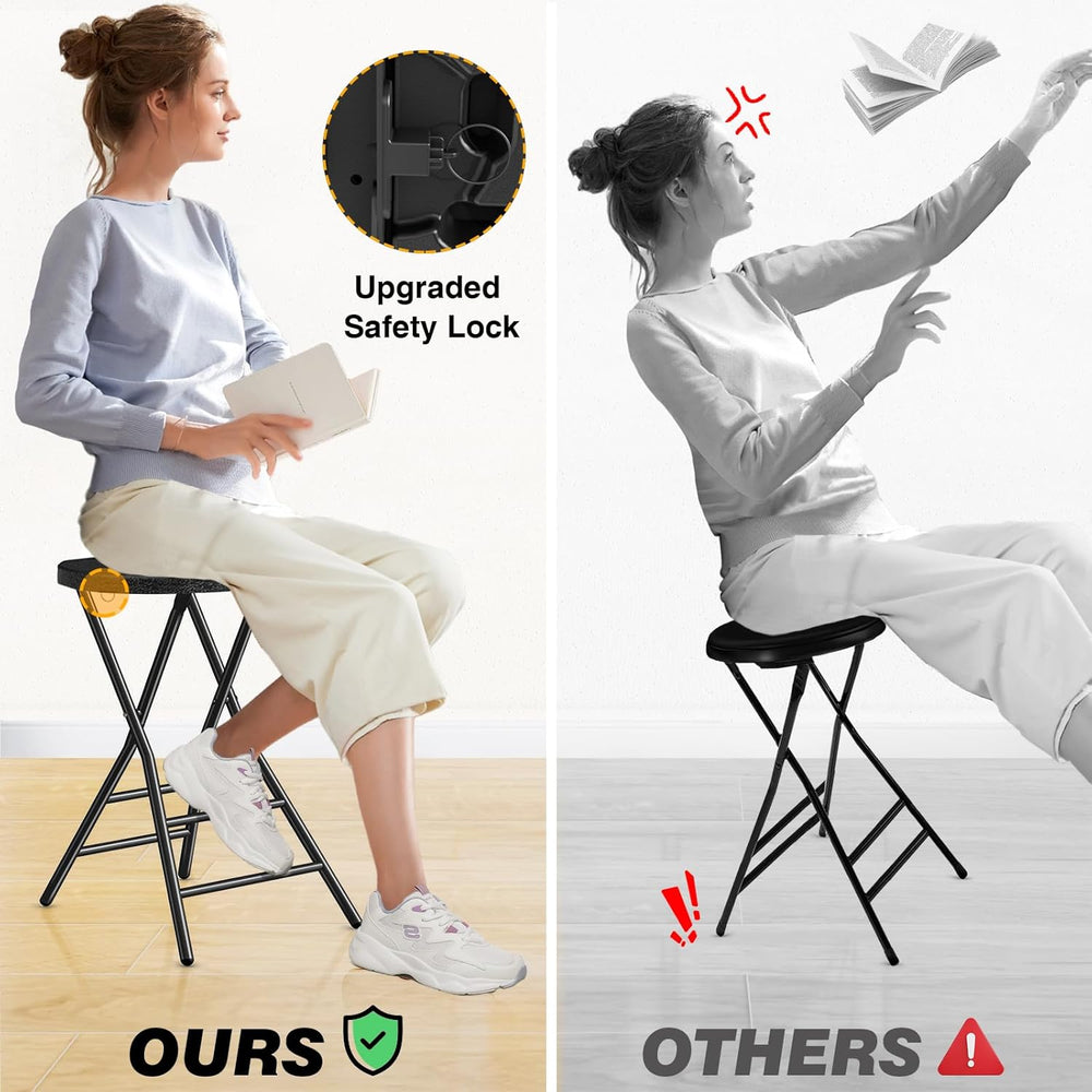 TAVR Furniture Portable Folding Chair with Handle, Heavy Duty Round Fold Stoo...