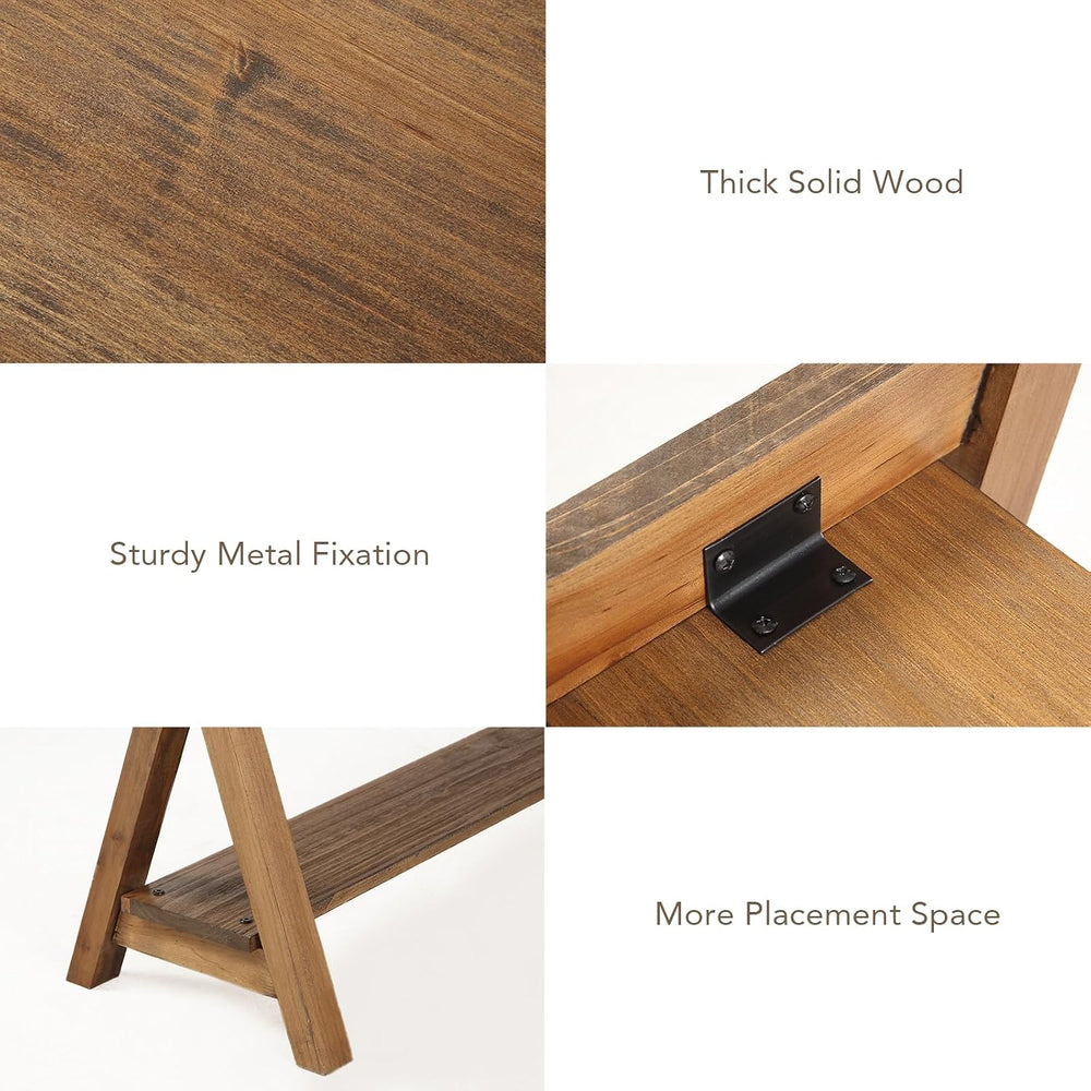 Wnutrees 30" Farmhouse Solid Wood Bench, Rustic Indoor Storage Bench | E...