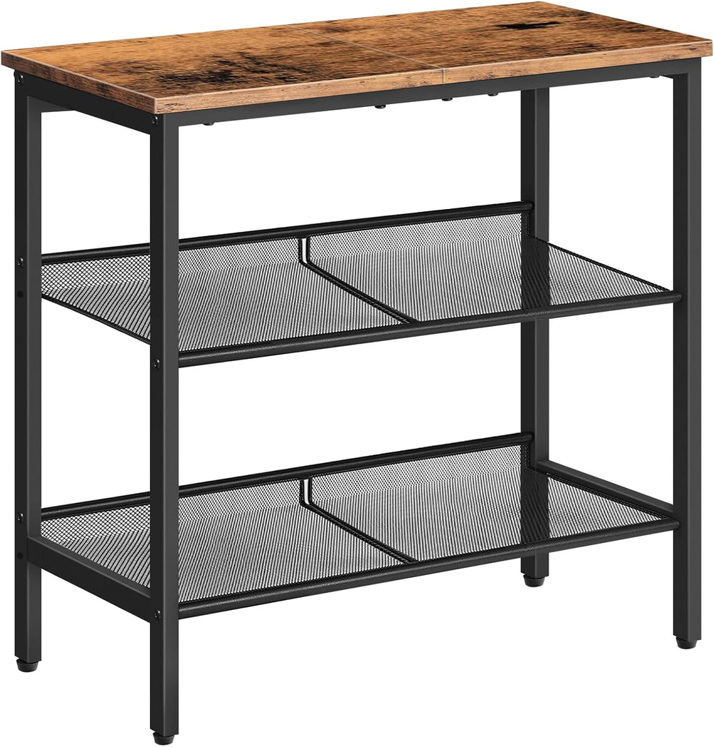 HOOBRO End Table, 3-Tier Narrow Side Table, Nightstand with 2 Flat or Slant A...