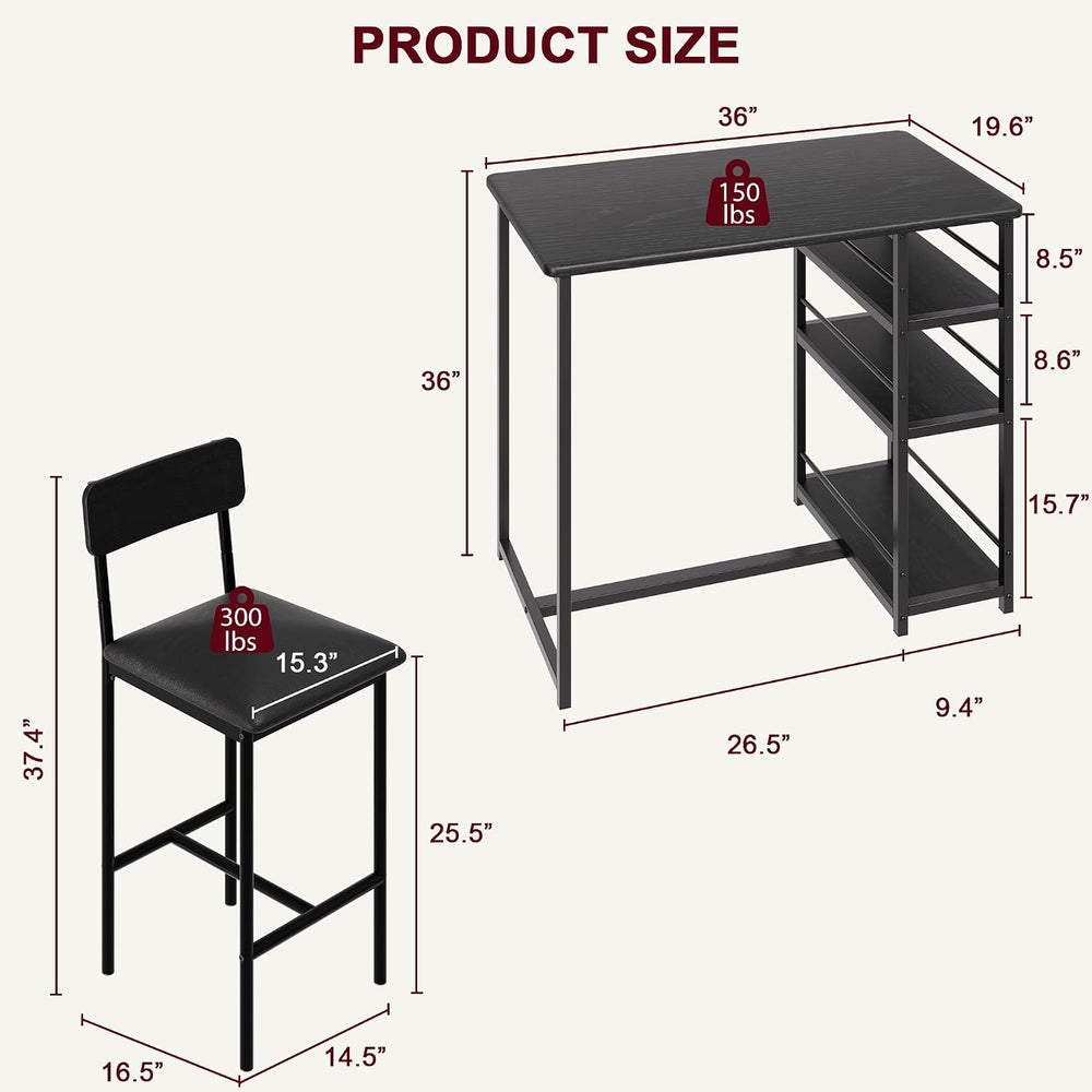 IDEALHOUSE Dining Table Set for 2, Counter Height Kitchen Table and Chairs, B...