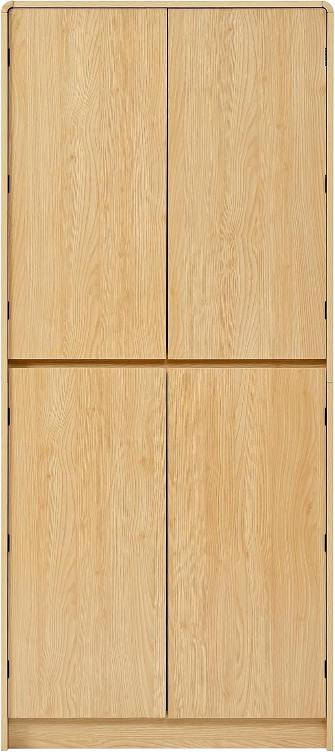 72" Tall Farmhouse Kitchen Pantry Cabinet with 8 Door Shelves,Curved Des...