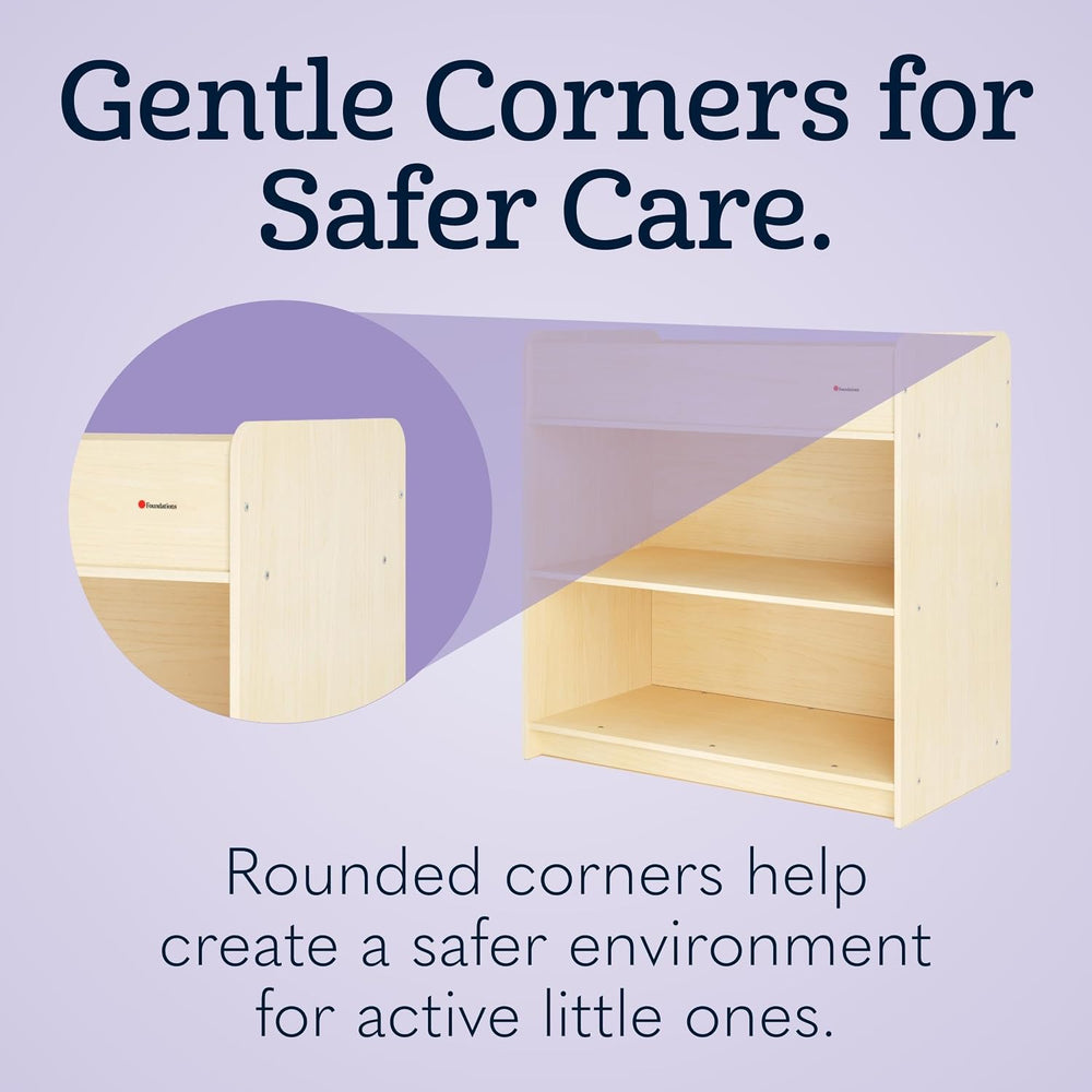 Foundations SafeStart Daycare Changing Table w/Built-In Shelving, Natural