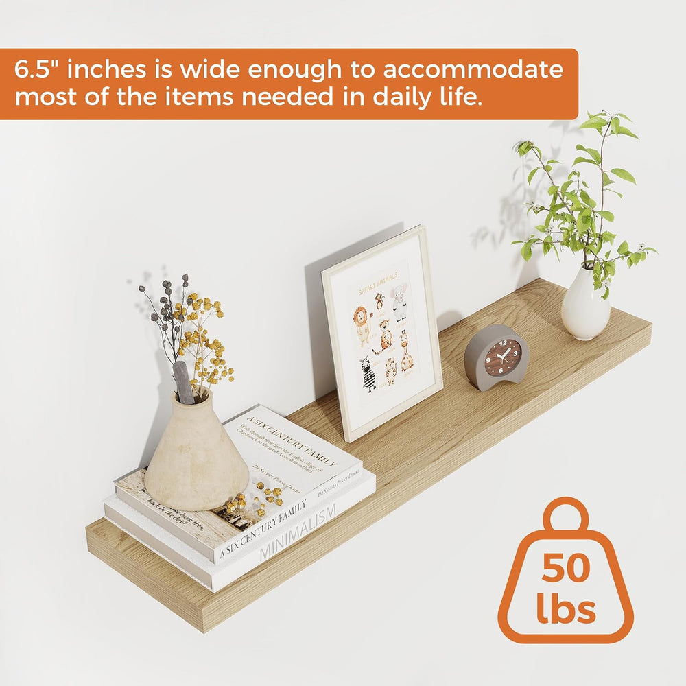 Fun Memories 27.5 Inch Deep Floating Shelves, Set of 2 Heavy Duty Wall Mounte...