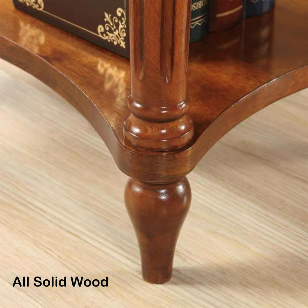 YUNMUARY-Oval End Table Cherry Finish Wood Side Table with Storage Shelf,Mode...