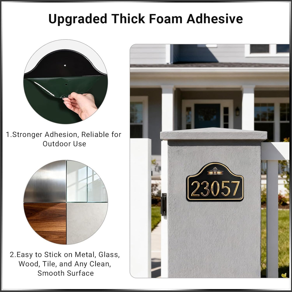 VONDERSO Address Signs for Houses, Self-Adhesive & Pre-Drilled for Easy M...