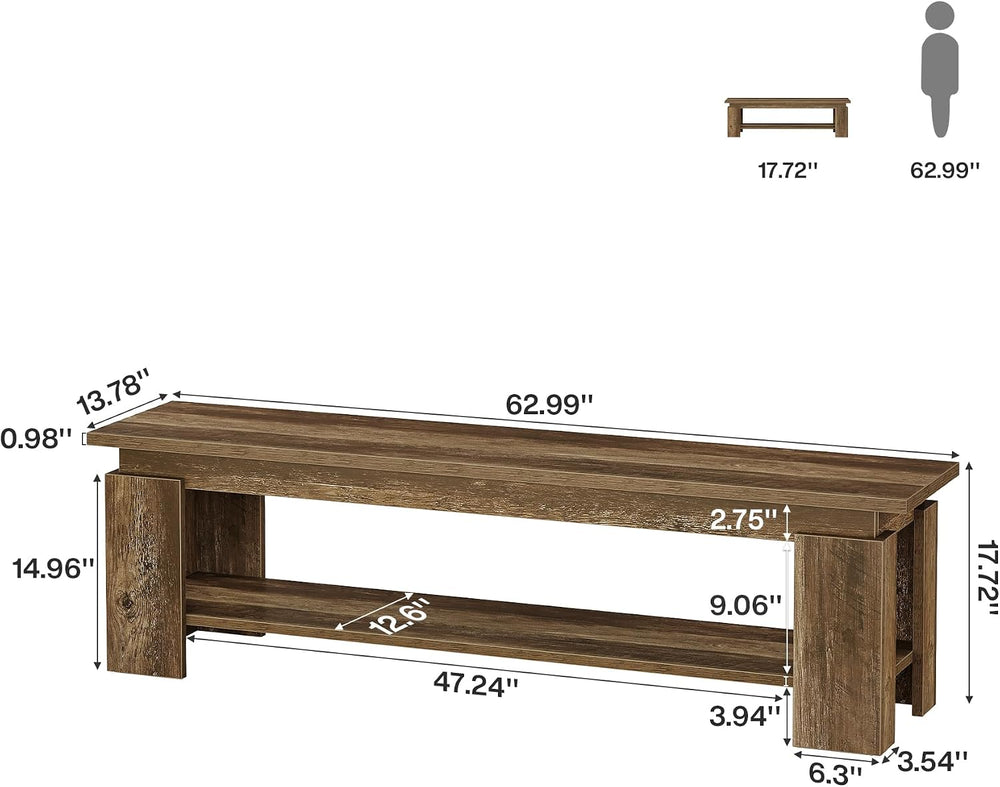Tribesigns 63" Dining Bench for 2-3, Farmhouse Wooden Dining Room Bench ...