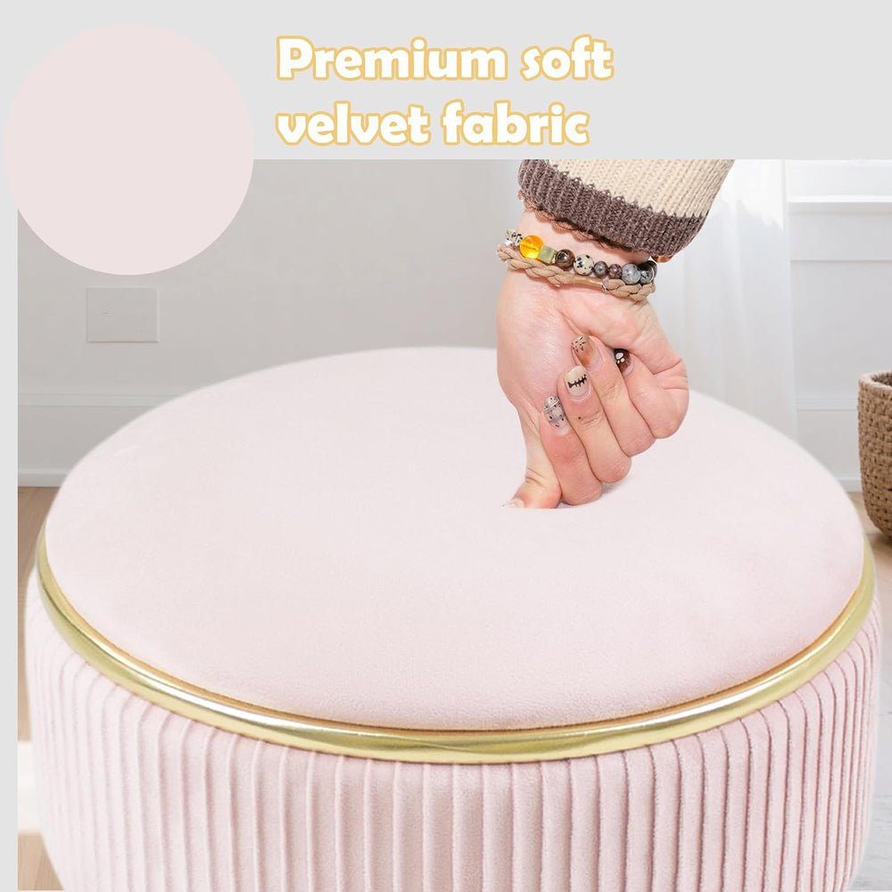 Adjustable Vanity Stool with Storage, 360° Swivel Makeup Stool Chair Small Ve...
