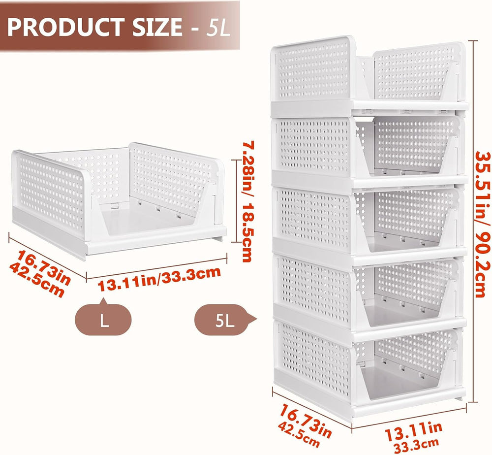 CTSNSLH 5 Pack Closet Organizers Stackable Storage Box