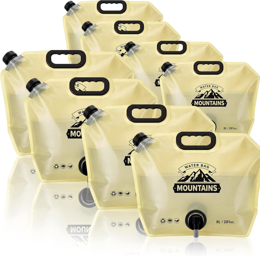 LemonRoad 8 Pack Collapsible Water Container 2.1 Gallon 8L Foldable Water Sto...