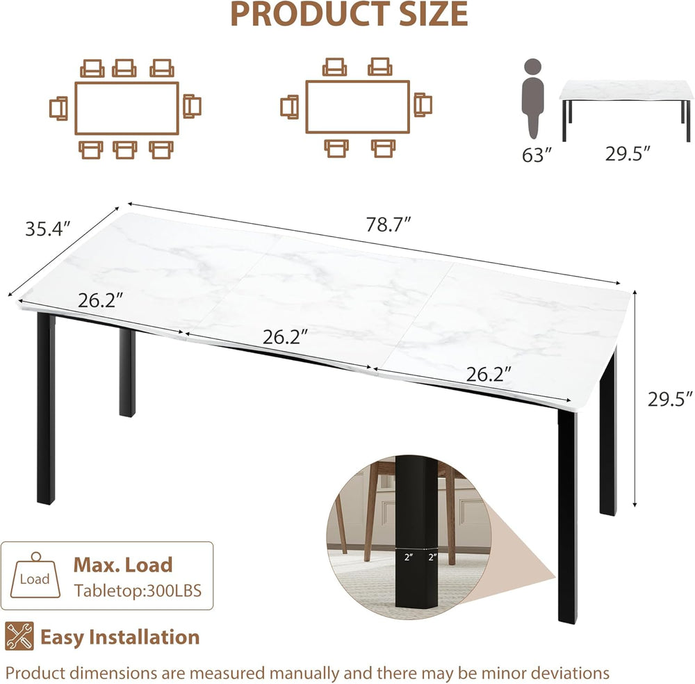 IDEALHOUSE Dining Room Table for 6-8 People, 79”Dining Table, Kitchen Table w...