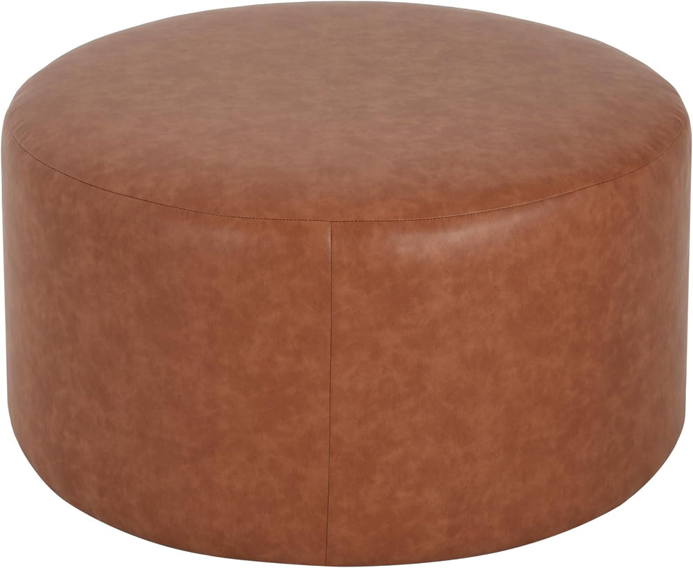 Merax 30.25" Modern Upholstered Round PU Leather Ottoman, Multifunctiona...