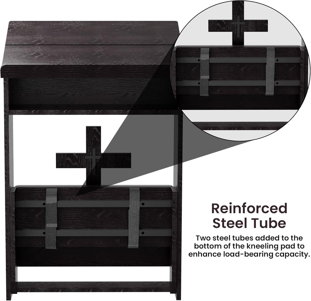 Foldable Prayer Kneeler, Wooden Prayer Bench with Storage Shelf, Cushion Pad,...