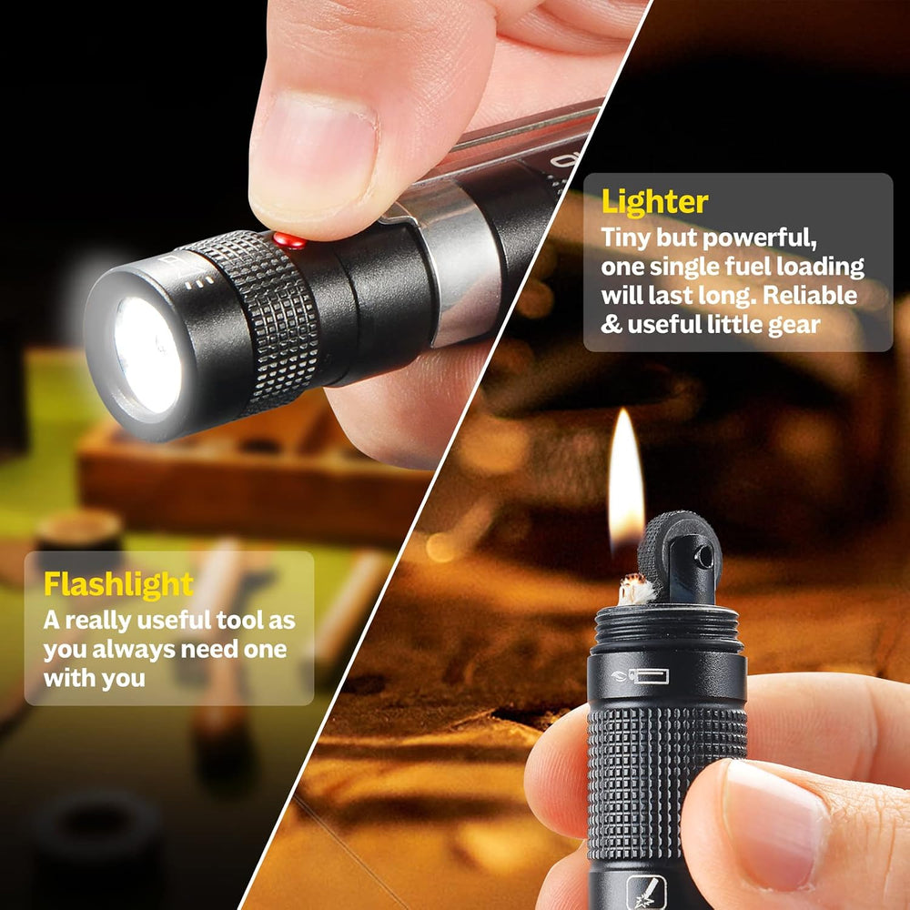 EDC Multitool 5-In-1 Tactical Survival Gear with Flashlight, Lighter(No Fuel)...