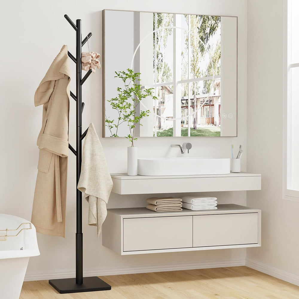 Coat Rack Freestanding with Stable Square Base for Cloathes, Hat, Used in Bed...