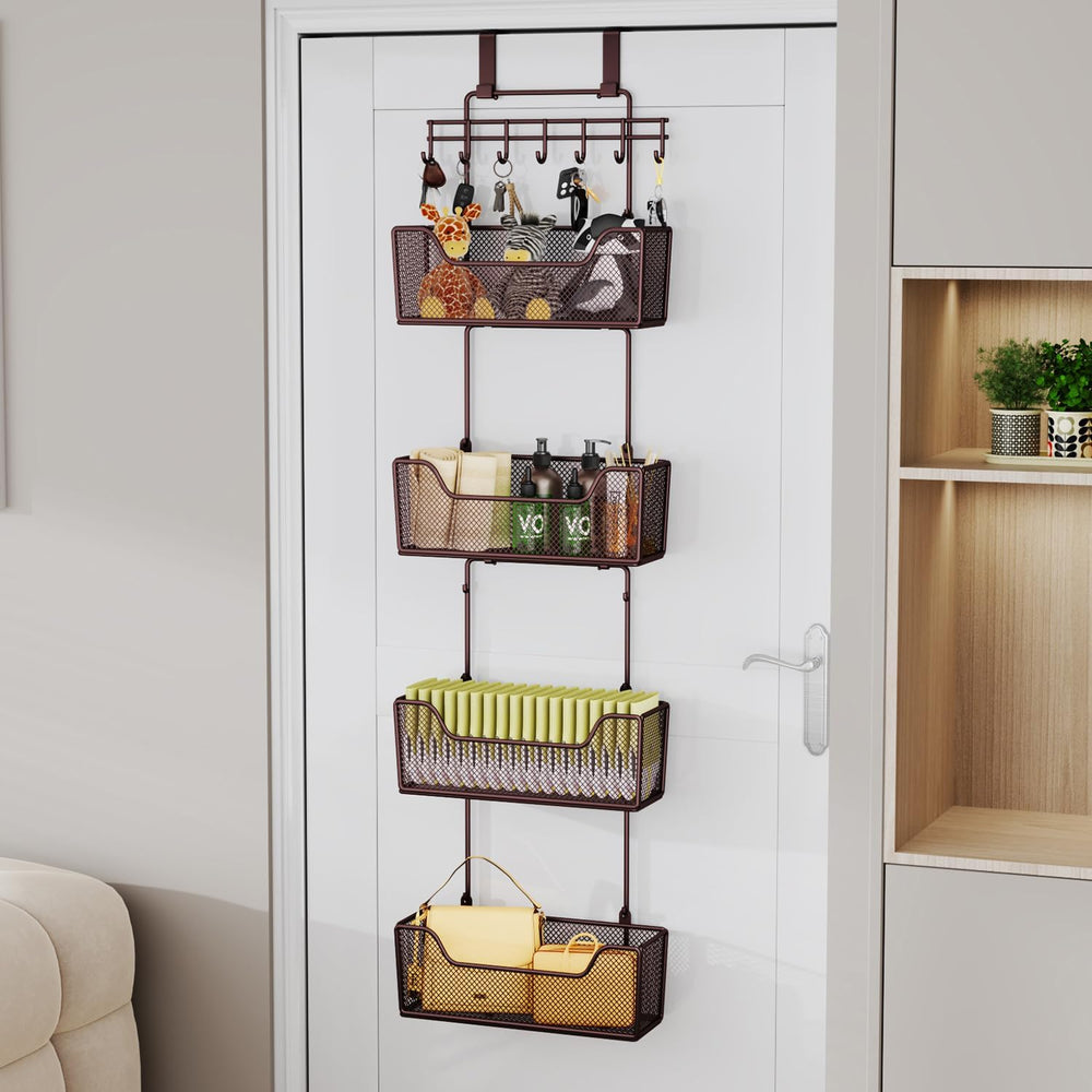 HapiRm Over The Door Organizer - Hanging Door Organizer with 4 Metal Large Ca...