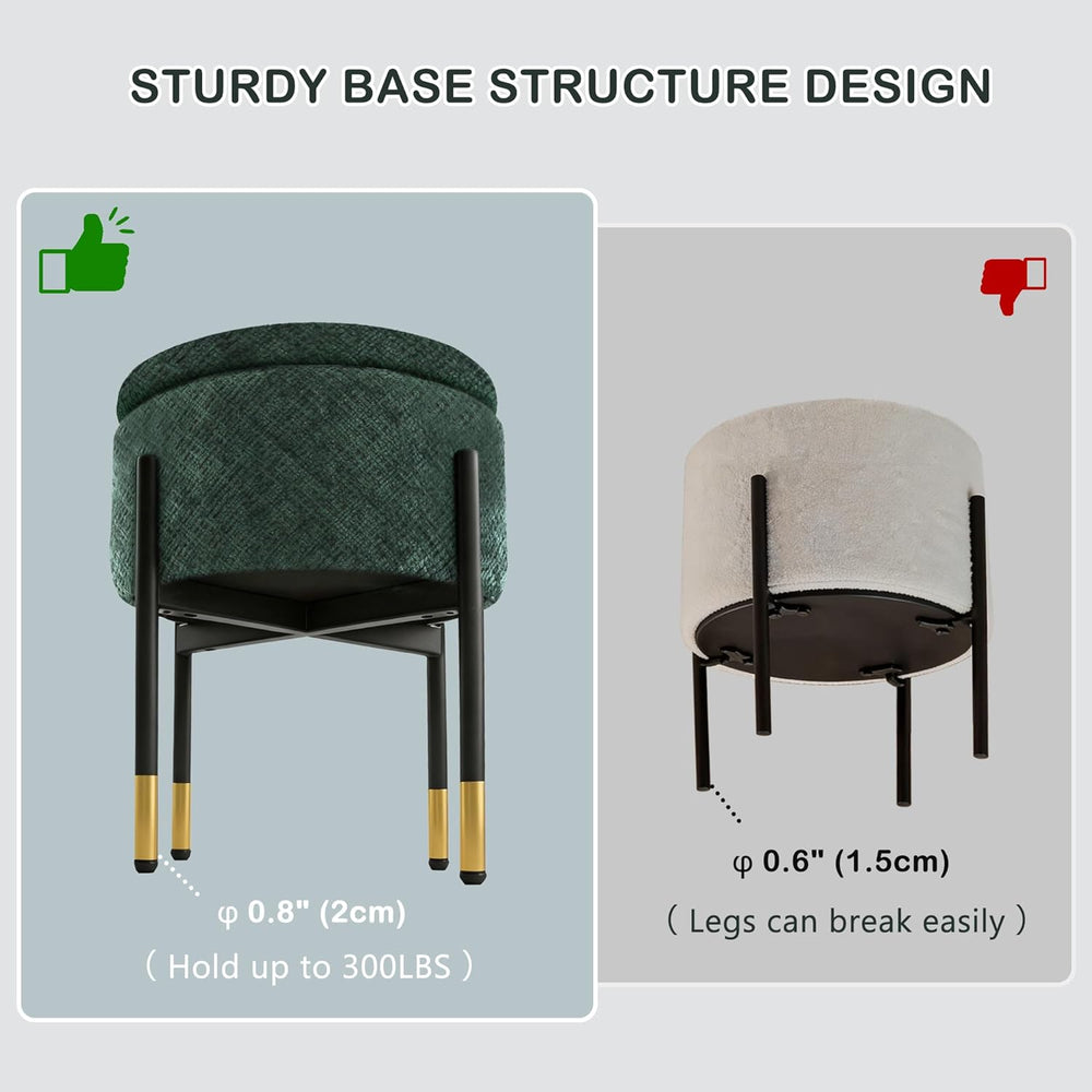 CAROLMADE Round Ottoman with Storage, Velvet Makeup Vanity Stool, Small Ottom...