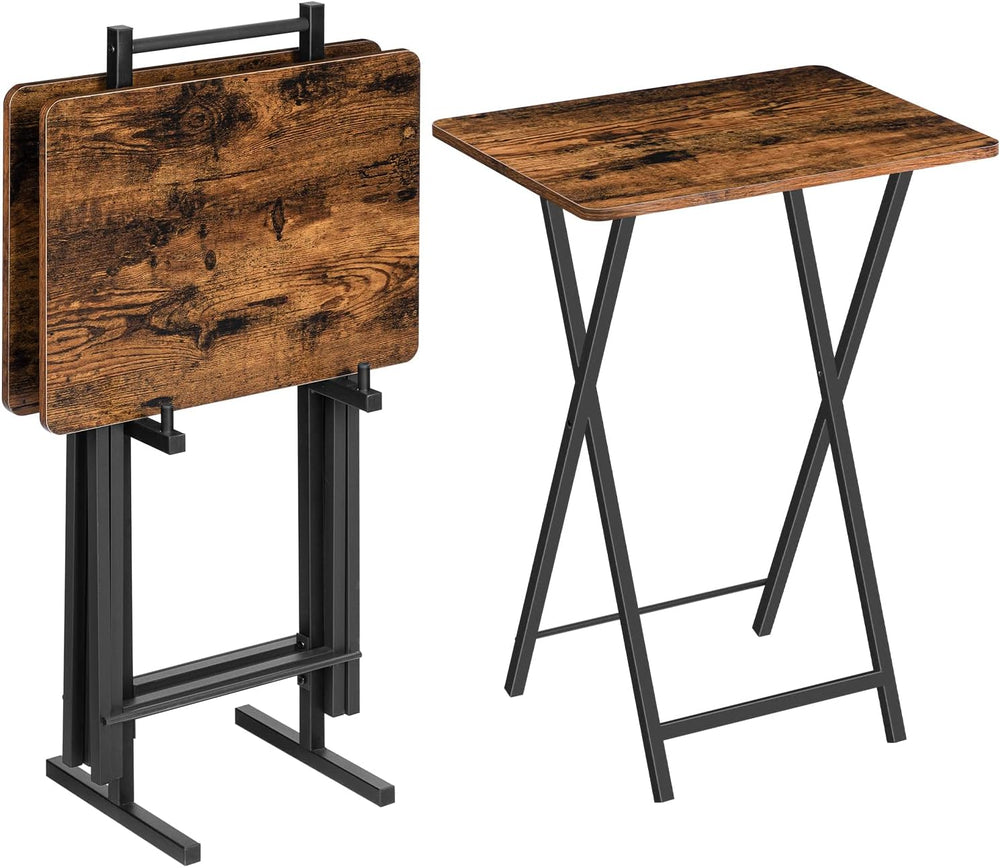 HOOBRO Folding TV Tray Table, TV Trays for Eating Set of 4 with Stand, Foldin...