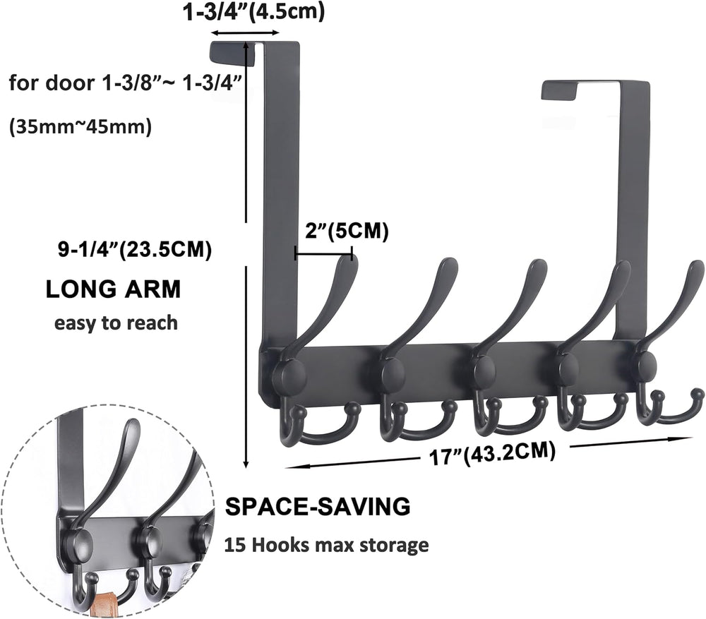 Dseap Over The Door Hook Hanger - Fits 1 3/8" to 1 3/4" Standard Do...