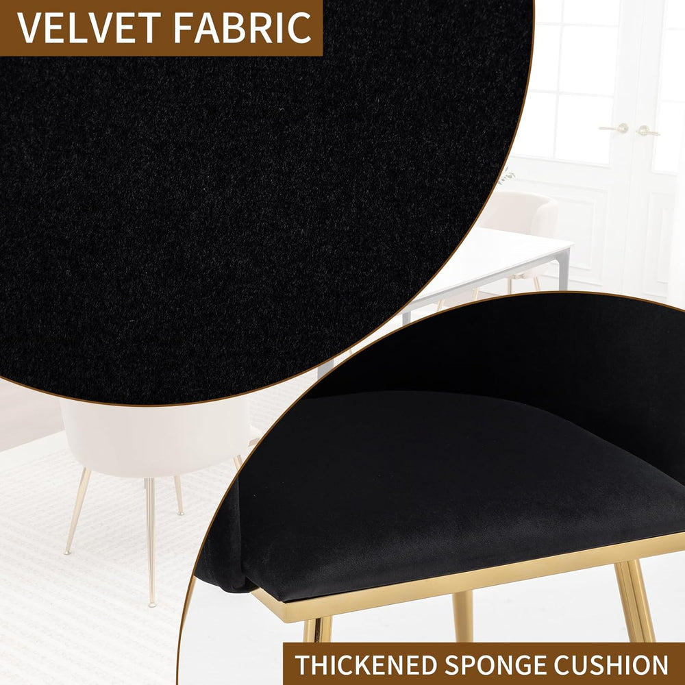 Canxkun Velvet Dining Chairs Set of 4, Barrel Dining Chairs with Gold Metal L...