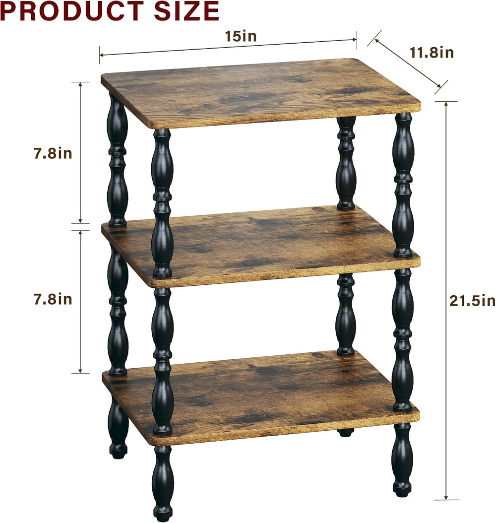 Side Table, 3-Tier Small End Table, Modern Oval Night Stand Accent Table for ...