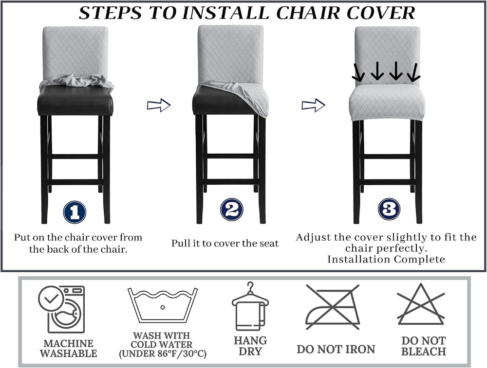 SPRINGRICO Bar Stool Covers Set of 6, Stretch Washable Barstool Seat Covers w...