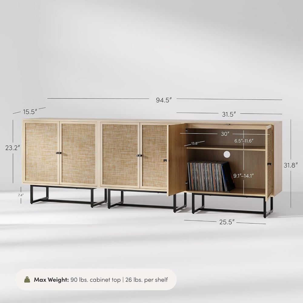 Nathan James Kova Rattan Wood Accent Sideboard Storage Cabinet TV Stand with ...