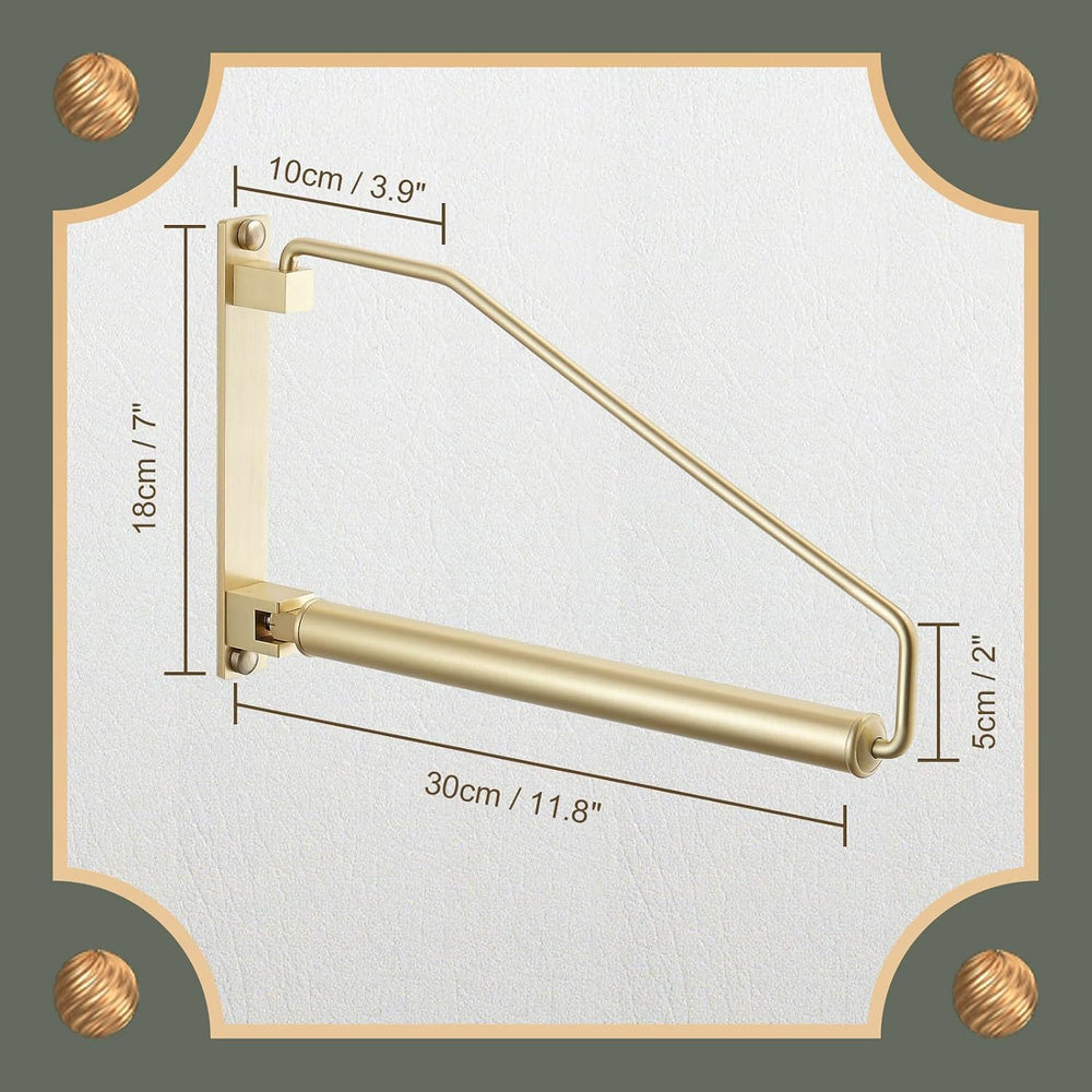 NEWRAIN Folding Wall Mounted Clothes Hanger Rack Clothes Hook Solid Brass wit...