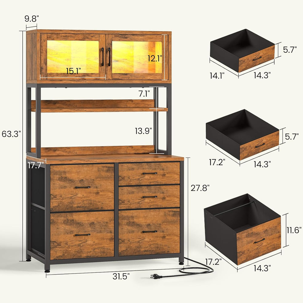 SEDETA 5 Drawer File Cabinet with Power Strip, 31.5" Filing Cabinet fits...