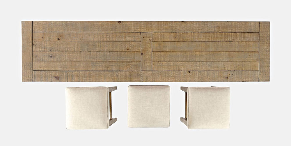 Jofran Carlyle Crossing Pine Counter Height Sofa Table Set with 3 Stools, Rus...