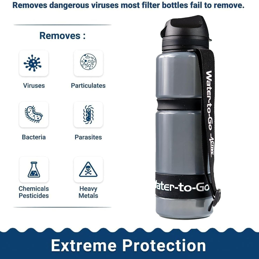 Water-to-Go Active Water Purifier Bottle, 26oz (White)