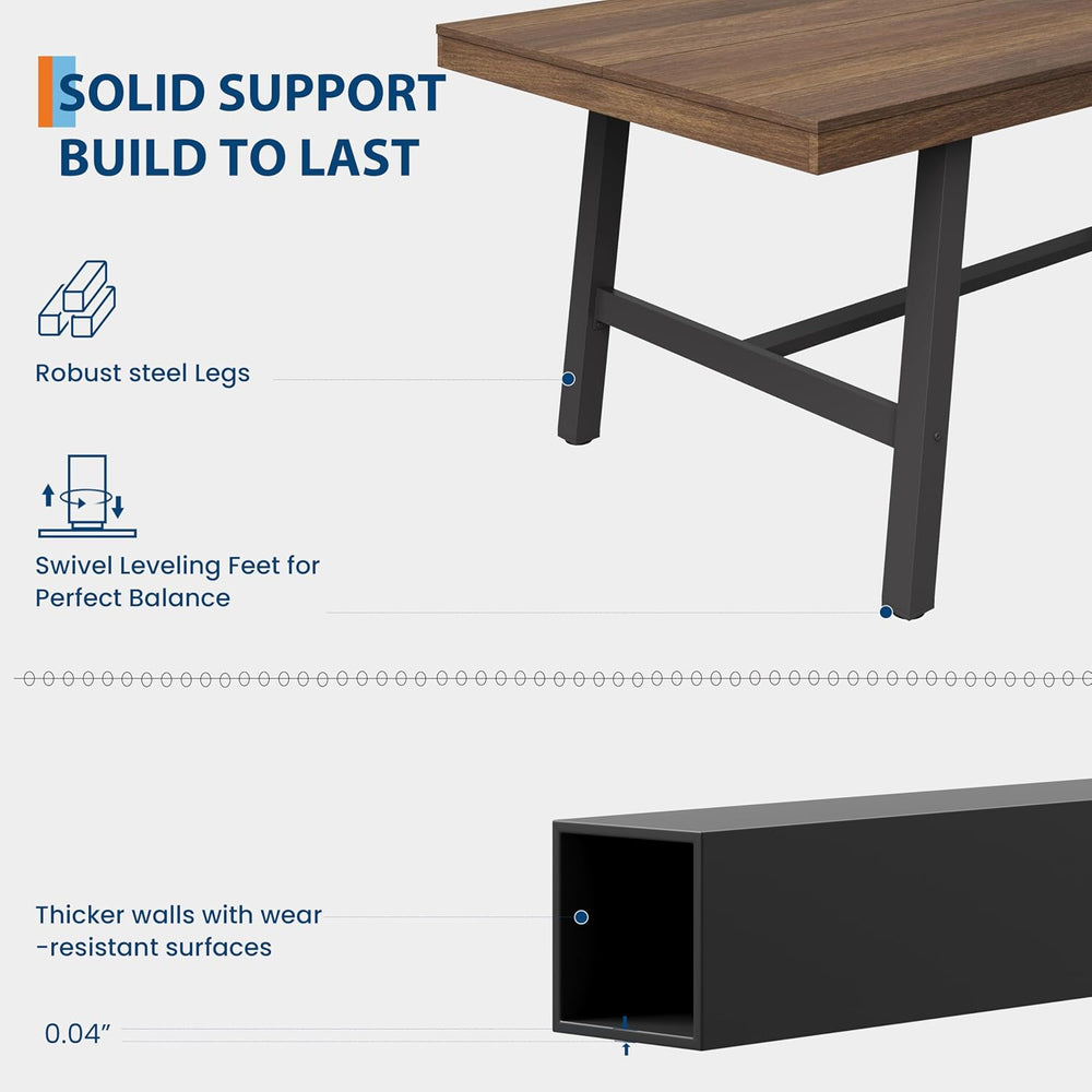 Garvee Industrial Dining Table for 6-8, 78.74" Extra Long Rectangular Ki...