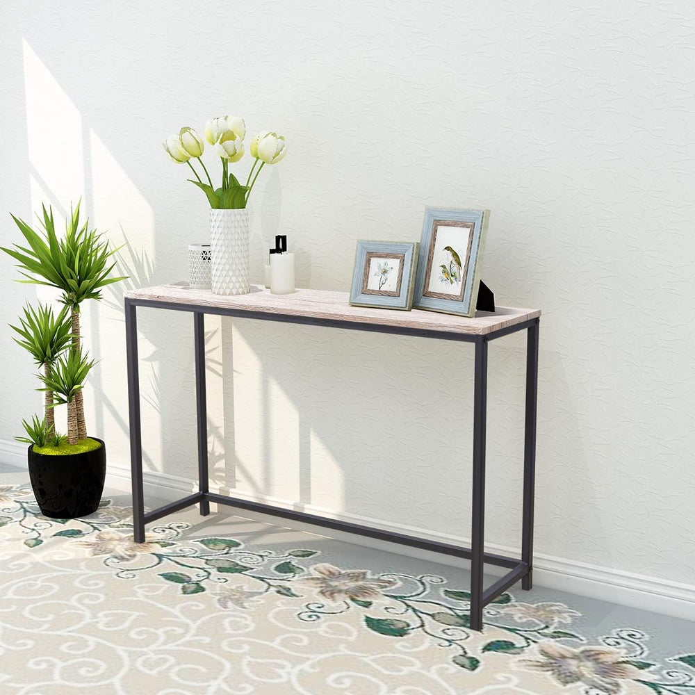 HOMERECOMMEND Console Table with Power Outlets and USB Ports,Rustic Brown | S...