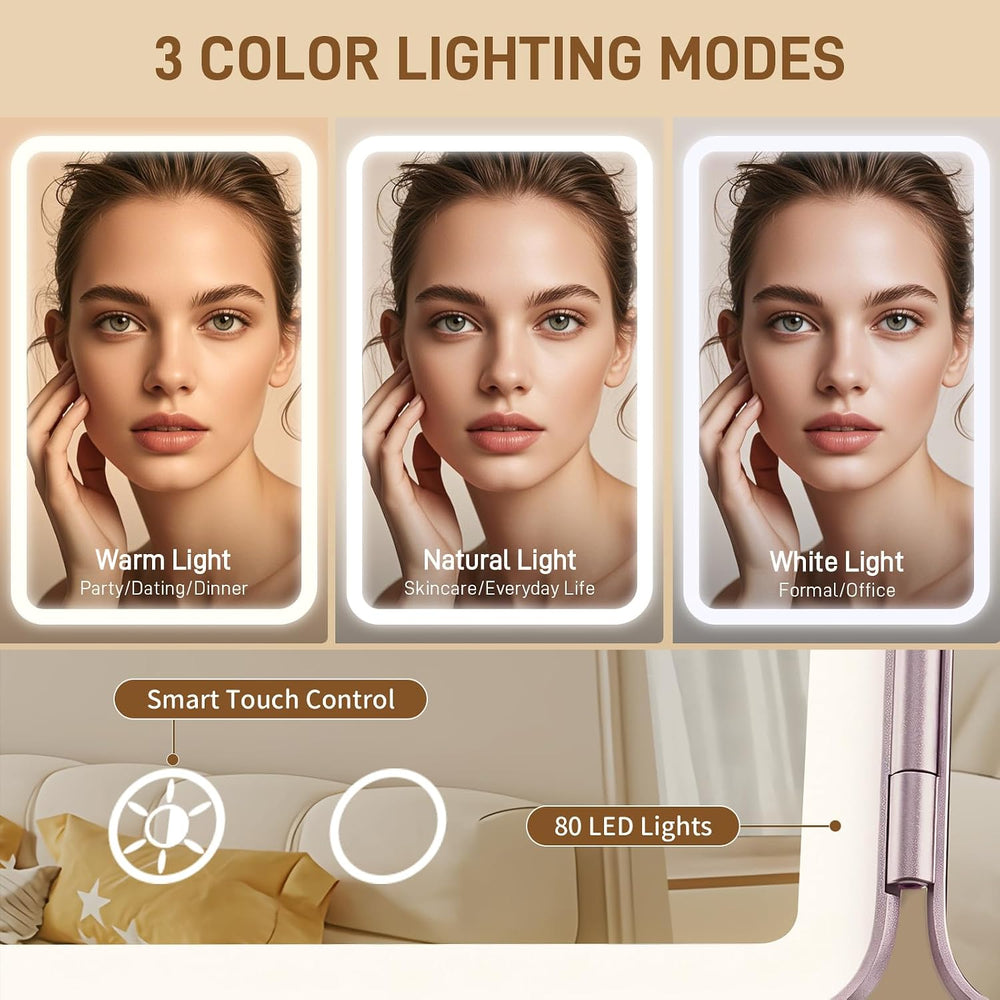 FRANO Lighted Makeup Mirror with 1X/3X/5X Magnification, Rechargeable Trifold...