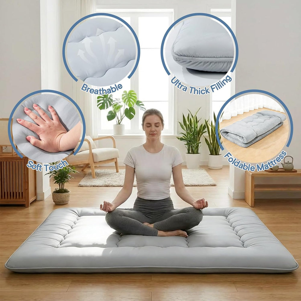 DUMOS Japanese Floor Mattress Twin Size, 4" Thick Futon Mattress, Gray |...