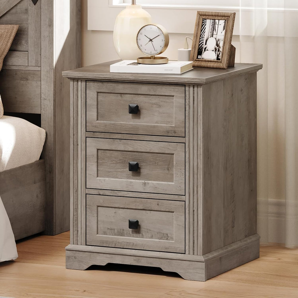 RALGEND Nightstand Set of 2, Night Stand with 3 Drawers, 18 Inch Wide End Tab...