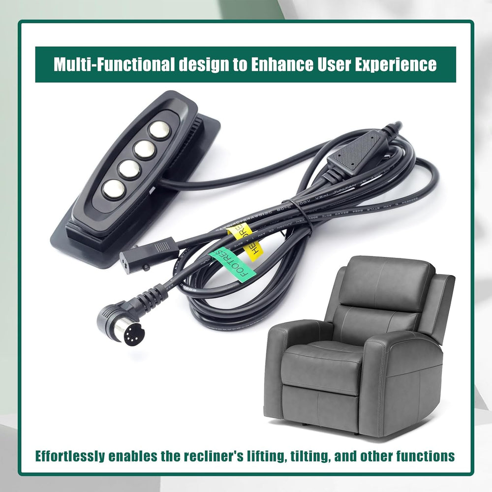 YUXIVCNE WPS4C10073 Power Recliner Controller for RMT with 4 Button 5 Male an...